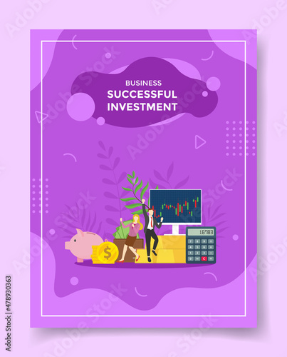successful investor concept for template of banners, flyer, books, and magazine cover