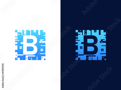 Initial letter B and chip card vector logo design