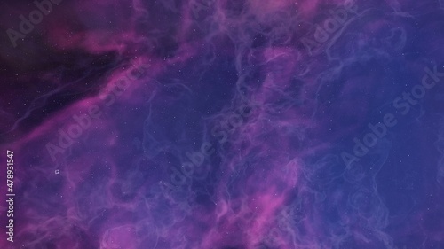 nebula gas cloud in deep outer space, science fiction illustrarion, colorful space background with stars 3d render