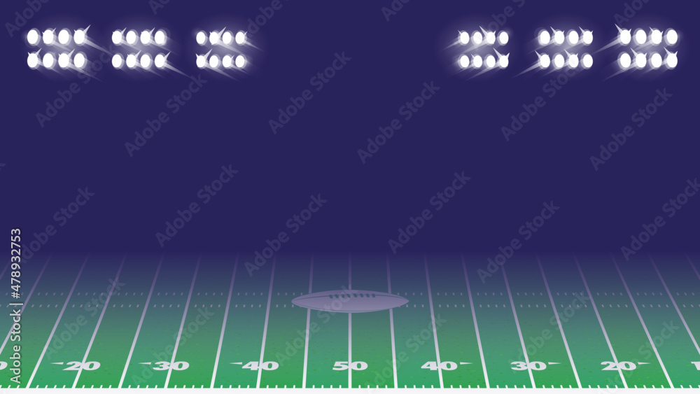 Obraz premium American football field. American Football Field with Stadium Lights. Template for american football event.