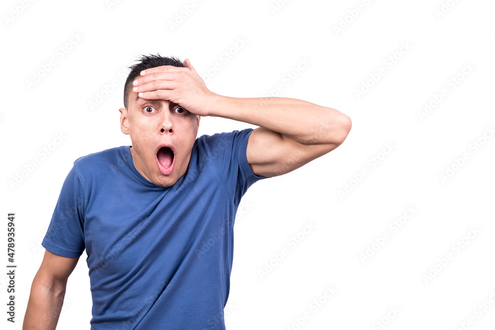 Obraz premium Man with the mouth open with a shocked expression