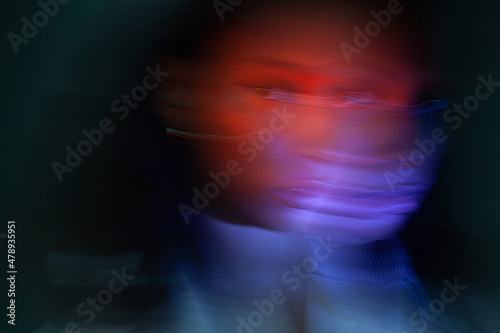mental health, artistic portrait with blur at night photo
