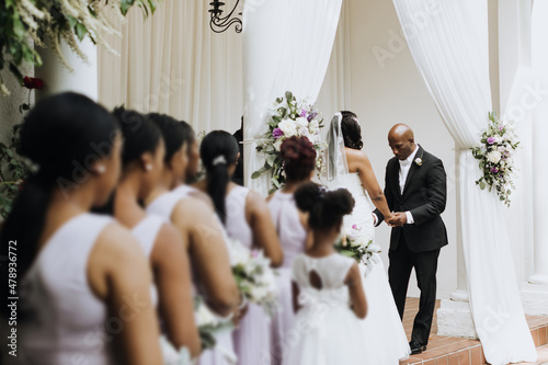 Bridesmaids Watching Wedding Ceremony