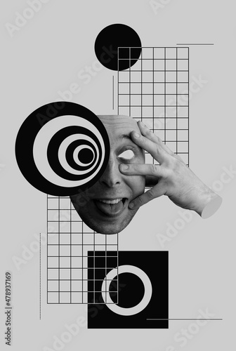 Digital Collage With Face Of A Man