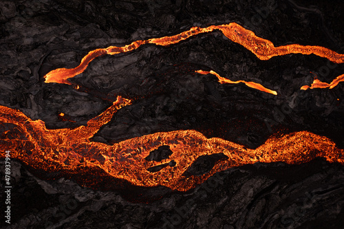 Hot lava of active volcano