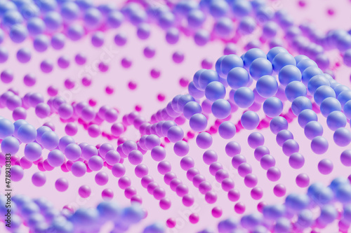 3D background of pink balls in wave pattern