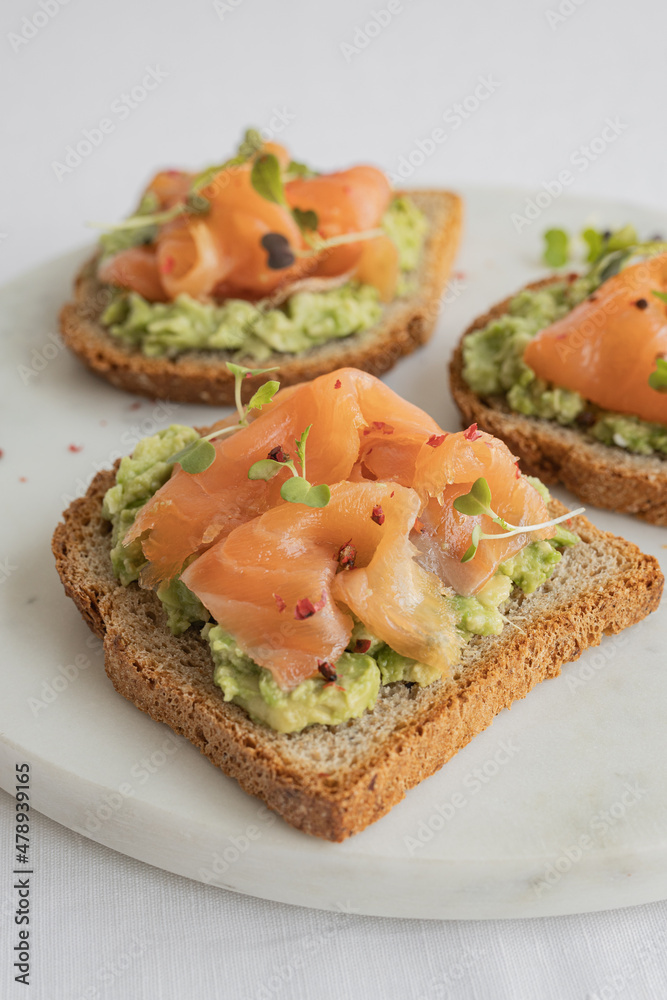 Healthy smoked salmon sandwitch with avocado Healthy smoked salmon sandwitch with avocado