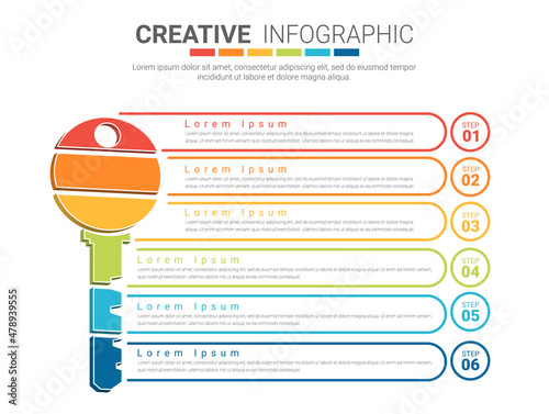 Infographic key design template for Presentation business, can be used for workflow layout, steps or processes.