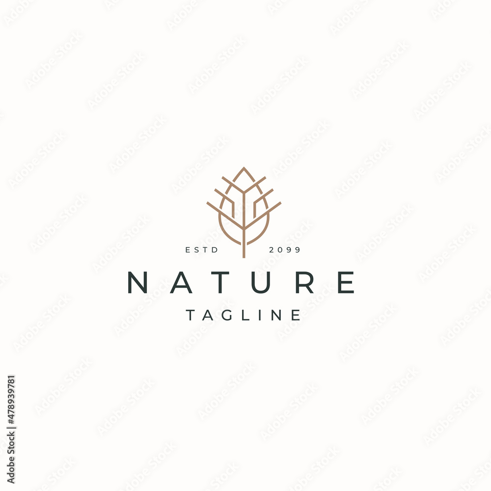 Fototapeta premium Luxurious leaf nature logo icon design template flat vector