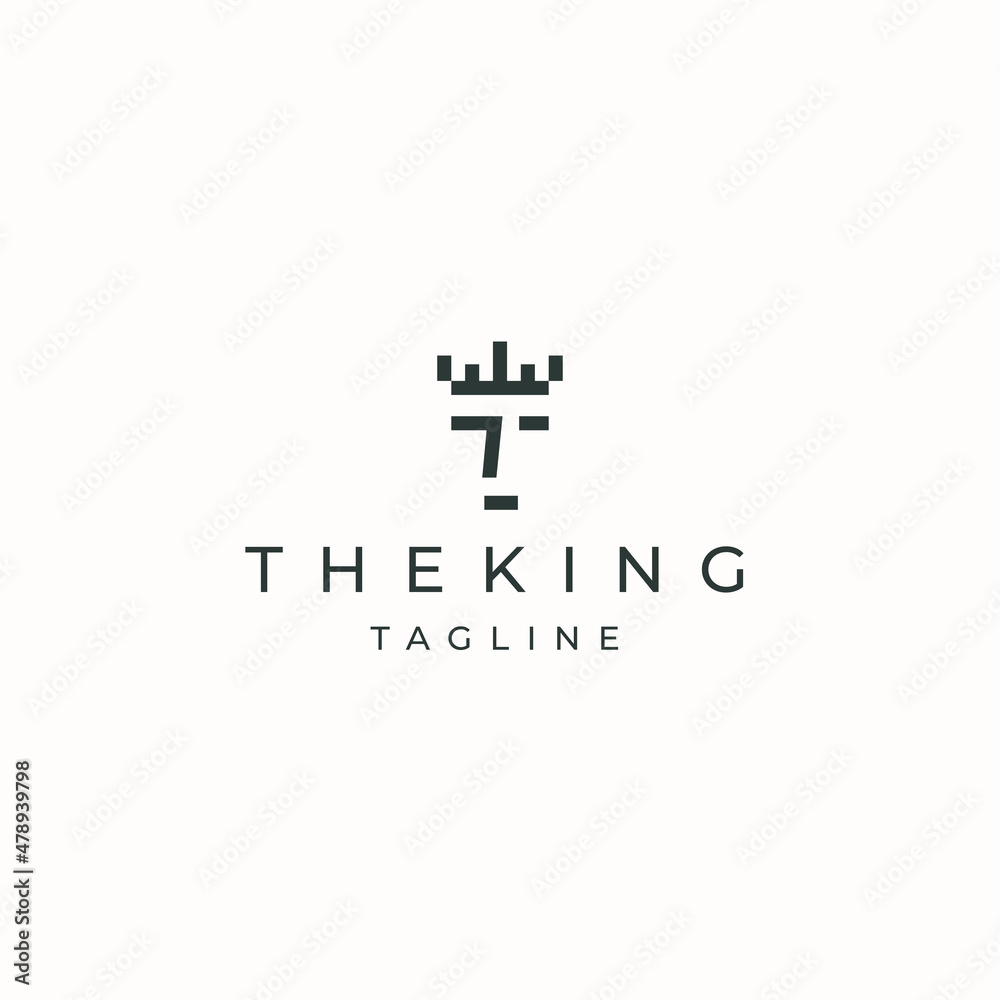 Ancient King with crown line style logo icon design template flat vector Ancient King with crown line style logo icon design template flat vector