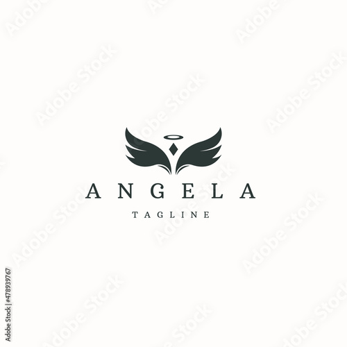 Angel logo icon design template flat vector
