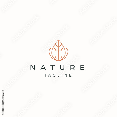 Luxurious leaf nature logo icon design template flat vector