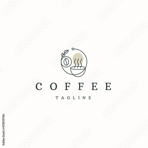 Coffee with line style logo icon design template flat vector