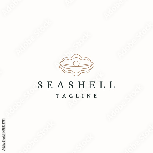 Luxurious seashell with line style logo icon design template flat vector