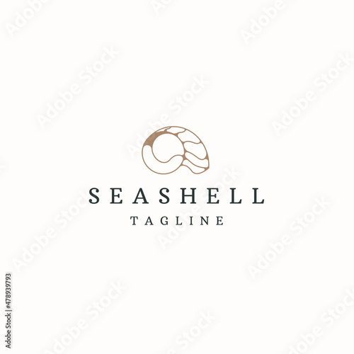 Luxurious seashell with line style logo icon design template flat vector