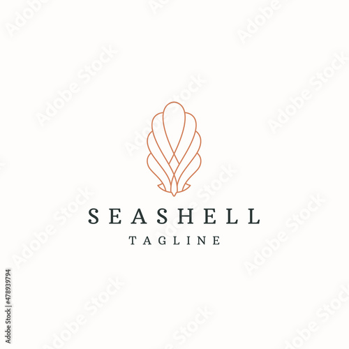 Luxurious seashell with line style logo icon design template flat vector