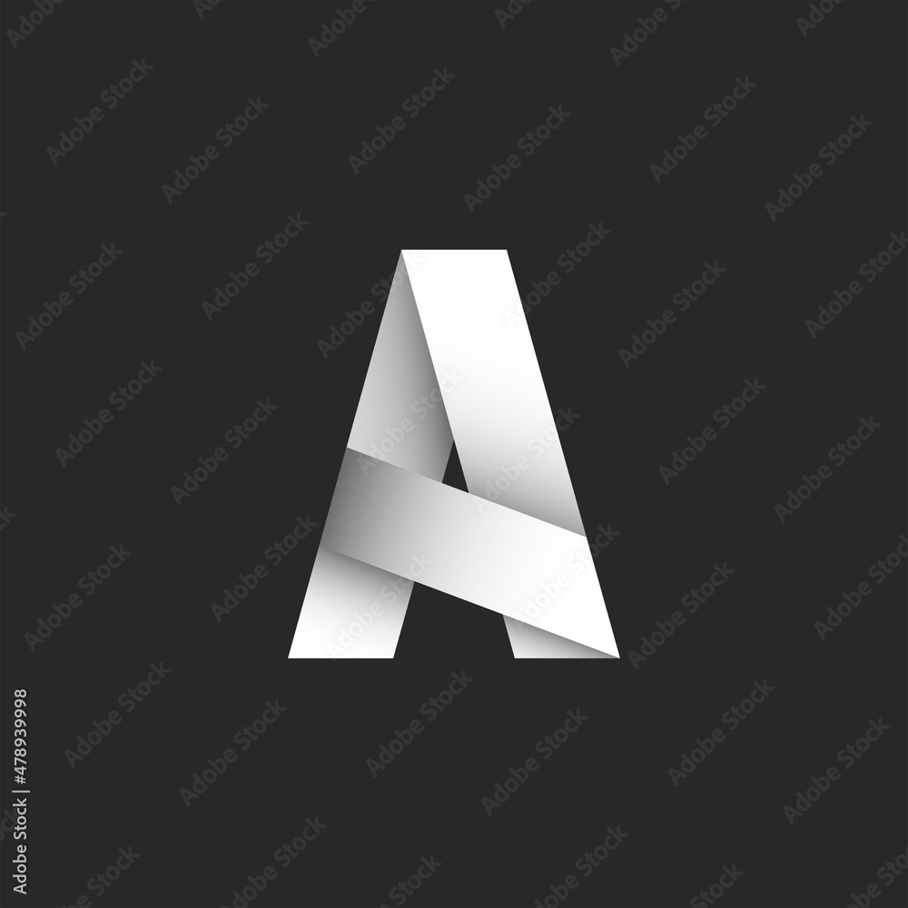 Letter A 3d logo bold font typography design element, paper cut stripes ...