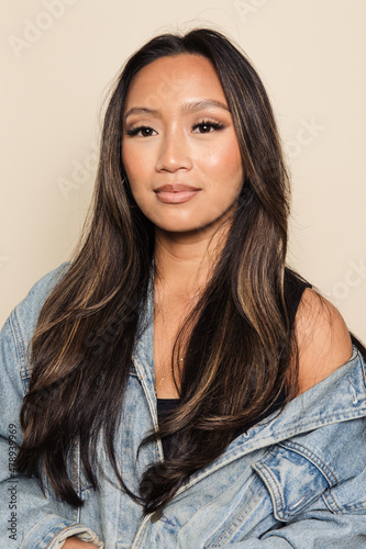 Beautiful model in denim jacket 