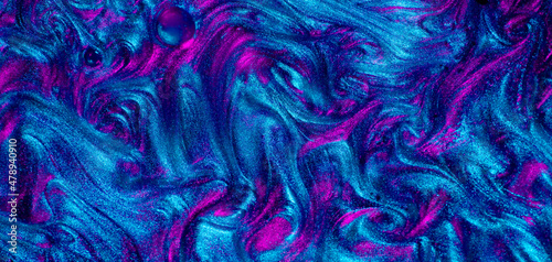 Fluid neon chrome waves background photo