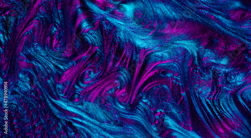 Fluid neon chrome waves background