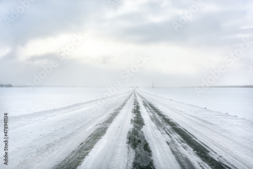 Winter road near the village of Konstantinovo. Homeland of the Russian poet Sergei Yesenin.