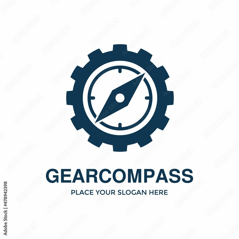 Gear compass vector logo template. This design use navigation symbol. Gear compass vector logo template. This design use navigation symbol.