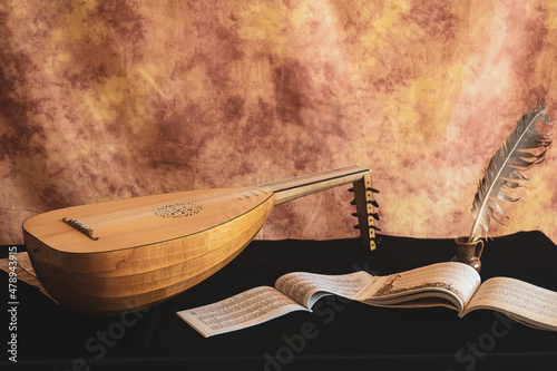 Musical still life in the Renaissance style with lute