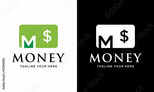 Money Logo design template vector, Finance logo design vector, Logo symbol icon. on a black and white background.