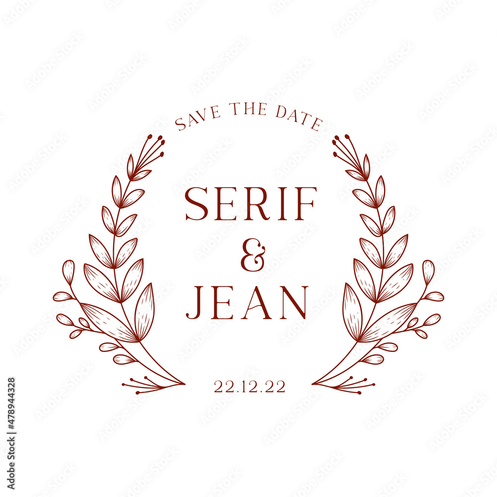 Rustic flower laurel wreath for wedding initial frame logo Rustic flower laurel wreath for wedding initial frame logo