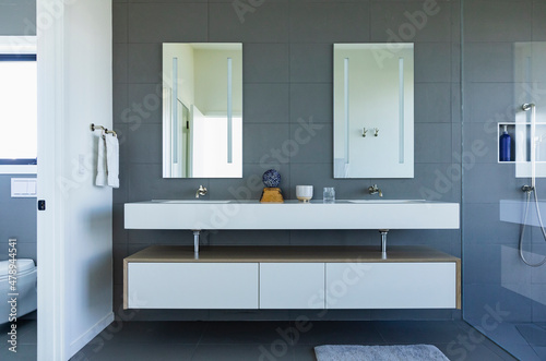 Luxury Bathroom in Home with double sink vanity  photo