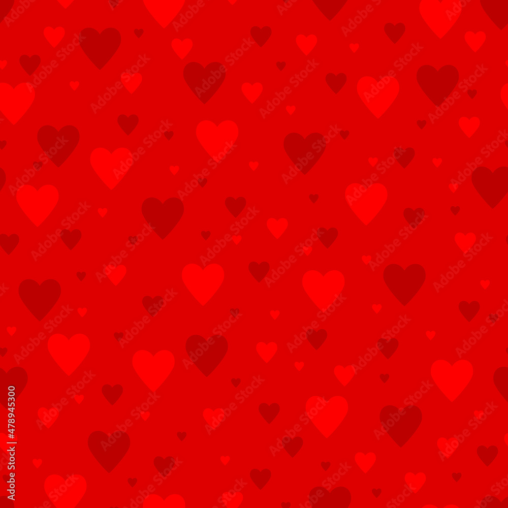 heart shapes. valentines repetitive background. vector seamless pattern. fabric swatch. wrapping paper. continuous print. wedding design template for greeting card, invitation. red illustration