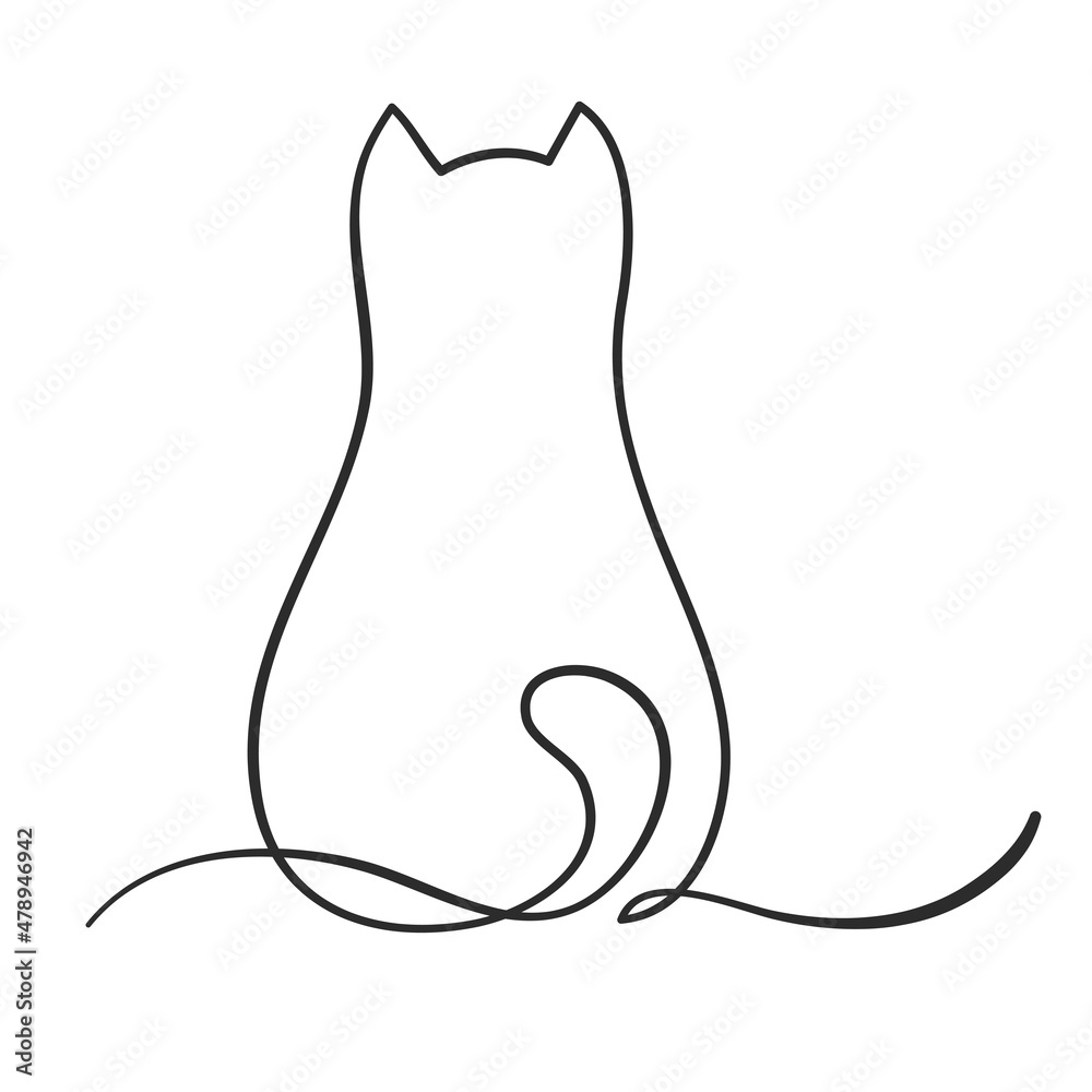 cat silhouette one line hand drawn for design cat silhouette one line hand drawn for design