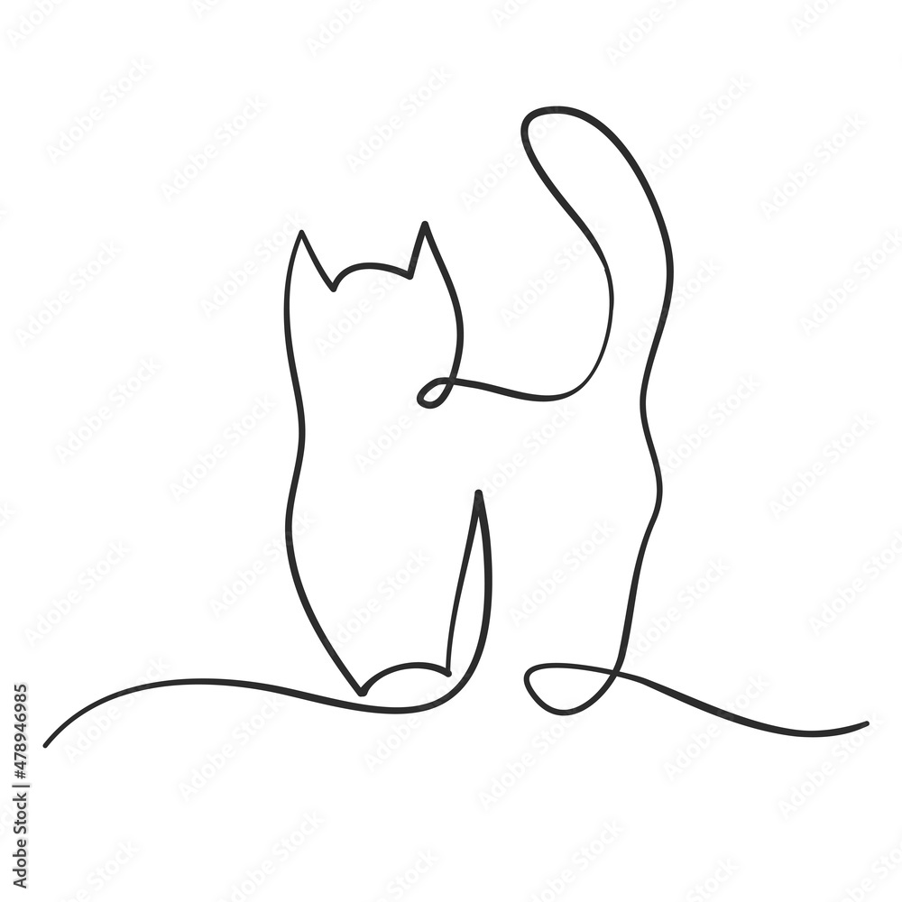 cat silhouette one line hand drawn for design cat silhouette one line hand drawn for design