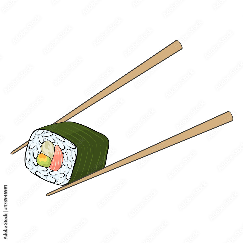 sushi futomaki and chopsticks for for Japanese cuisine card design sushi futomaki and chopsticks for for Japanese cuisine card design