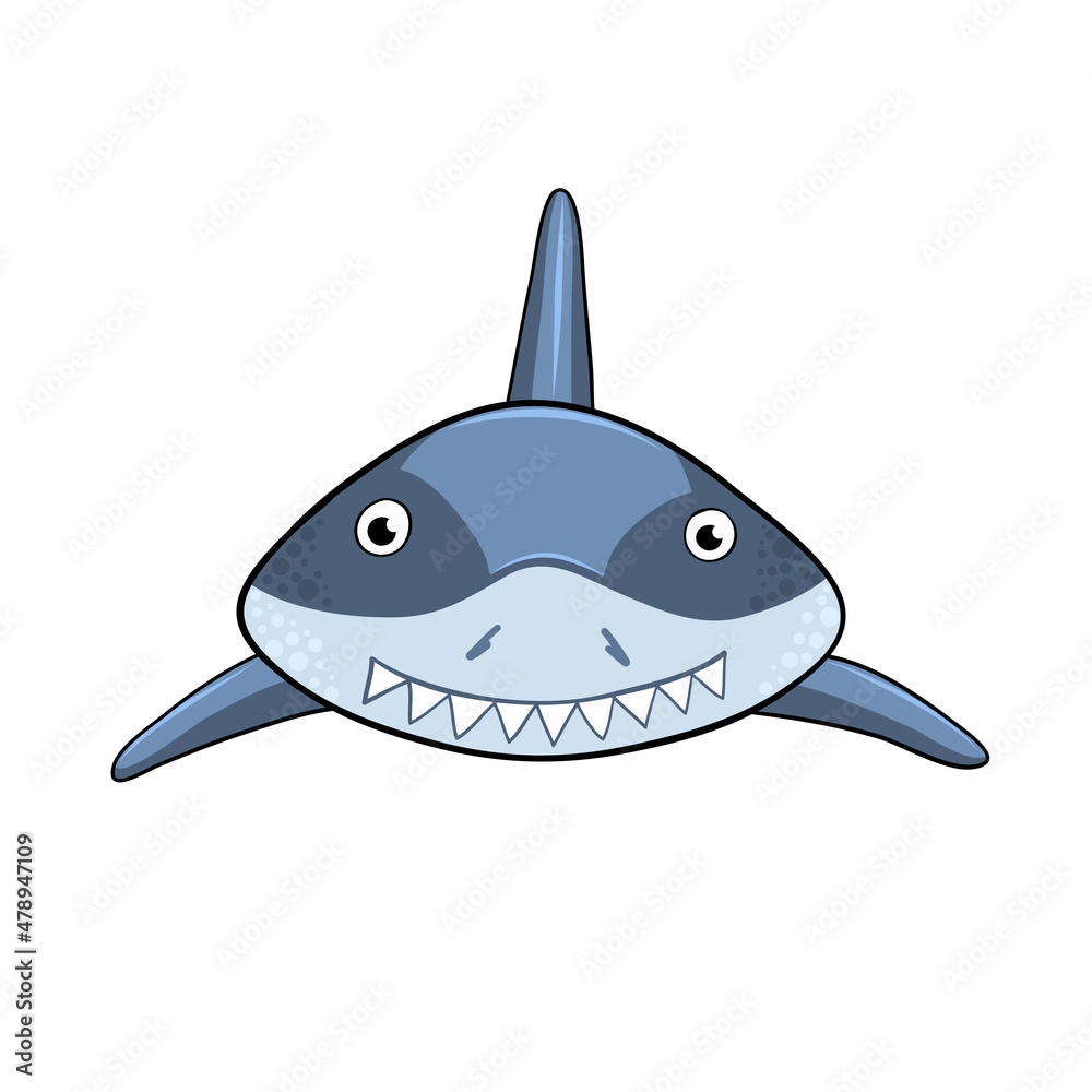 Funny cartoon shark hand drawn for design Stock Vector | Adobe Stock