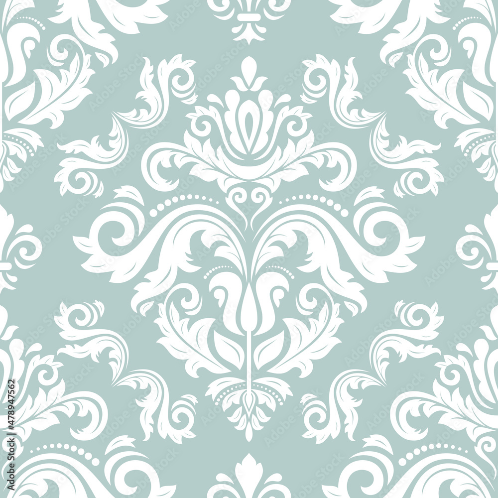Orient classic pattern. Seamless abstract background with vintage elements. Orient background. Light blue and white ornament for wallpaper and packaging