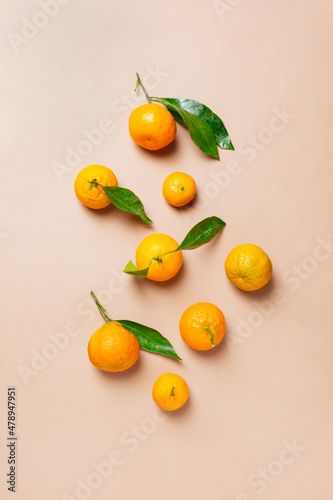 Satsuma Mandarian oranges top view photo