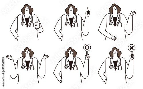 Vector illustration set of doctor with stethoscope.