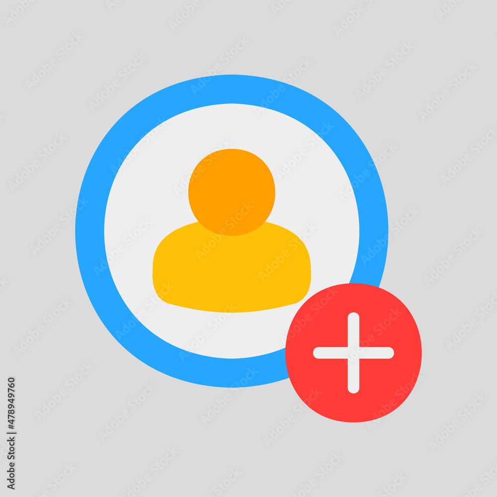 Add friend icon in flat style about social media, use for website mobile app presentation Add friend icon in flat style about social media, use for website mobile app presentation