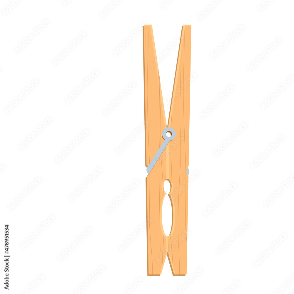 Clothes peg wooden household object in cartoon style isolated on white background. Modern clothes pin vector icon. Clothes peg wooden household object in cartoon style isolated on white background. Modern clothes pin vector icon.
