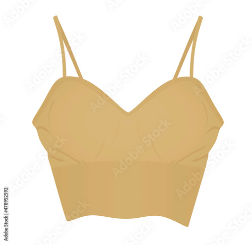 Brown  crop sleeveless t shirt. vector illustration