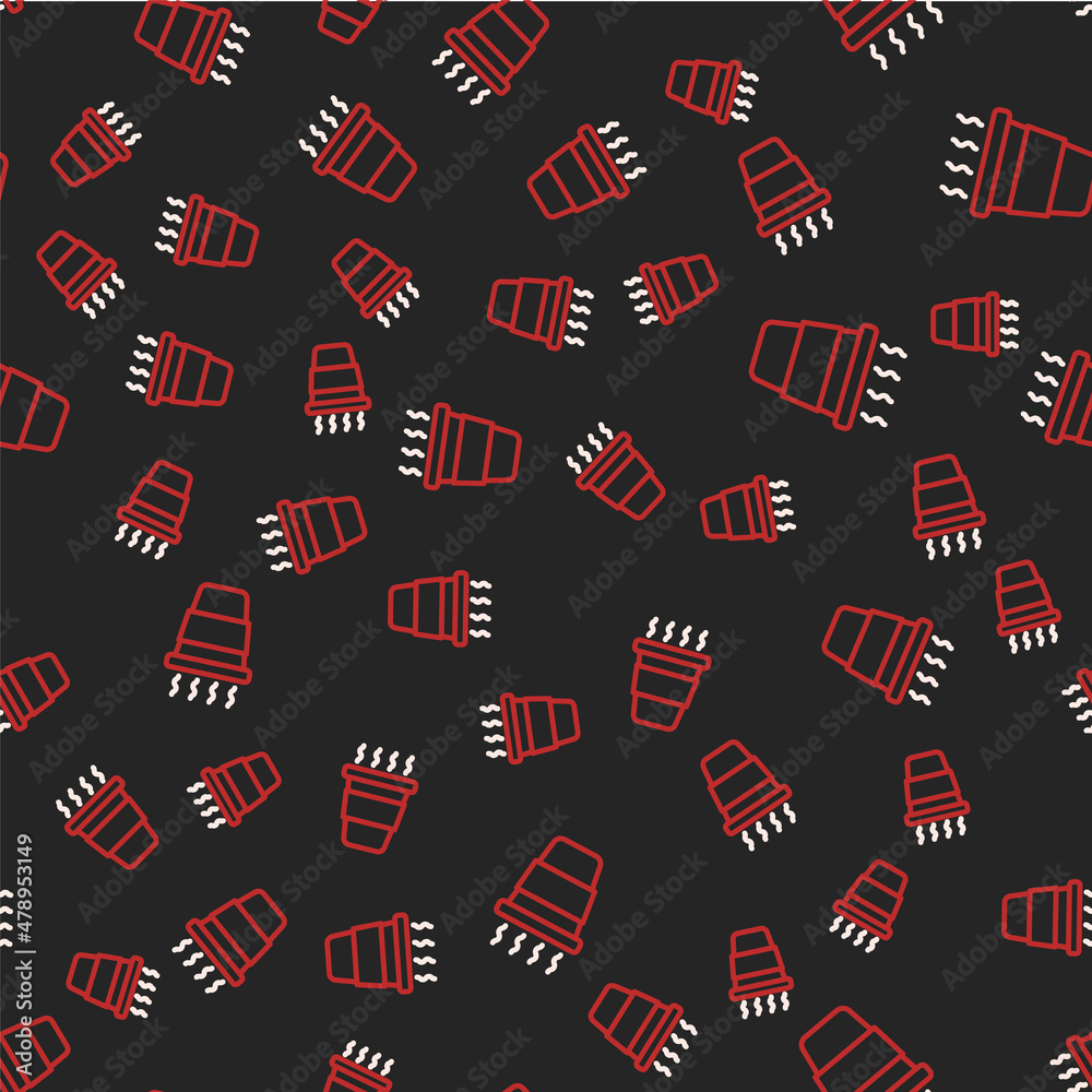 Line Coffee cup to go icon isolated seamless pattern on black background. Vector Line Coffee cup to go icon isolated seamless pattern on black background. Vector
