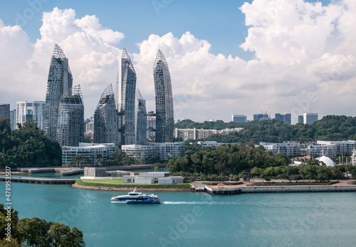 Reflections at Keppel Bay. Futuristic residential building complex in Singapore. photo