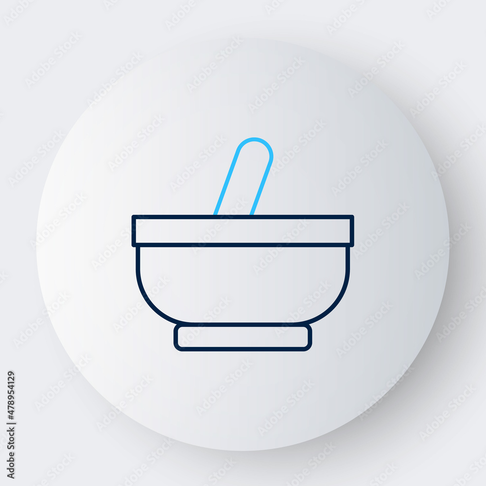 Line Mortar and pestle icon isolated on white background. Colorful outline concept. Vector Line Mortar and pestle icon isolated on white background. Colorful outline concept. Vector