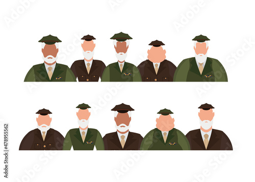 Veteran army soldier uniform character set. Symbol for Veteran Day illustration vector