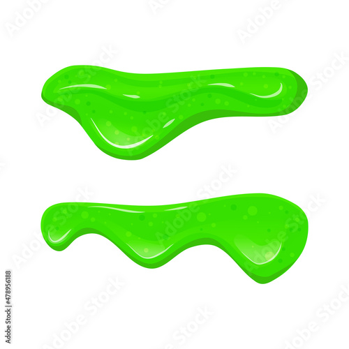Green flowing slime. Viscous, sticky liquid. Toy for children. Vector cartoon illustration
