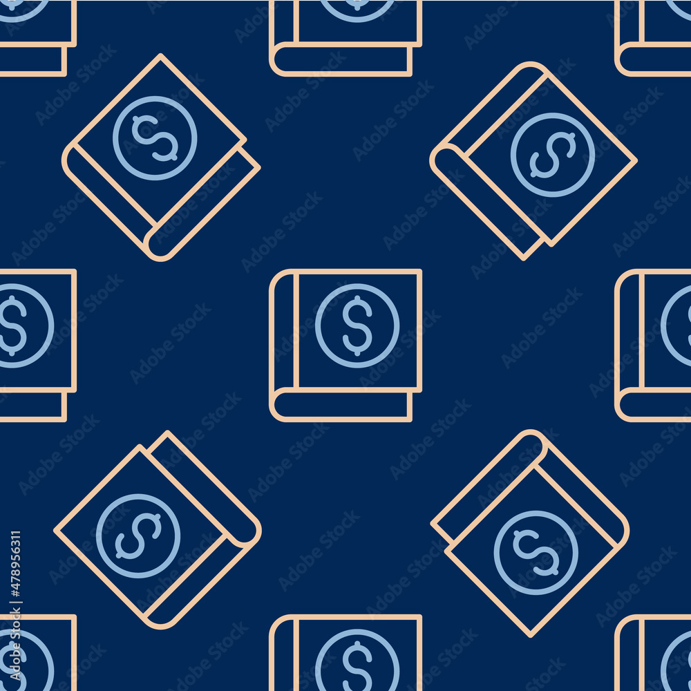 Line Financial book icon isolated seamless pattern on blue background. Vector Line Financial book icon isolated seamless pattern on blue background. Vector