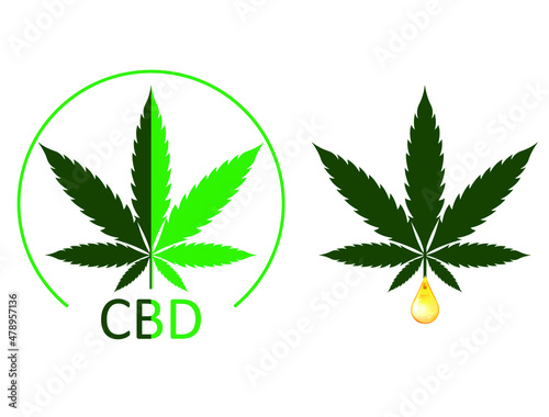 cannabis leaf and CBD oil icon
