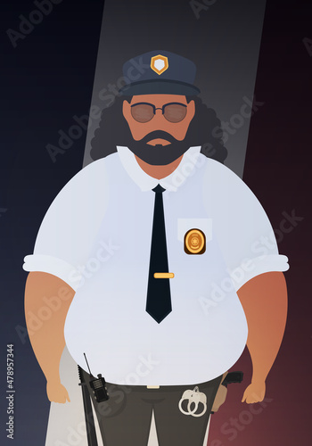 Police officer in uniform. Vector illustration.