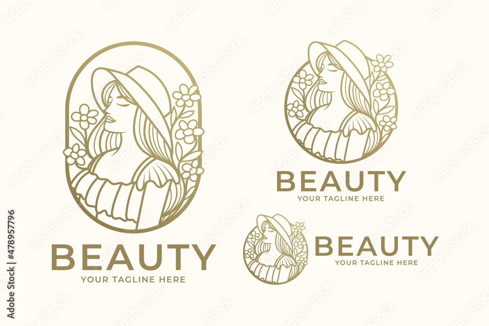 Feminine woman beauty logo design template